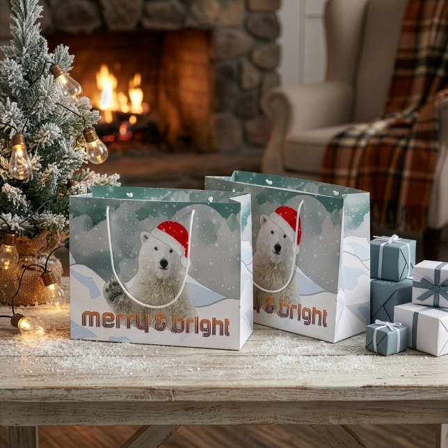 Santa Polar Bear | Beary Christmas Gift Bag Große Geschenktüte (Von Creator hochgeladen)