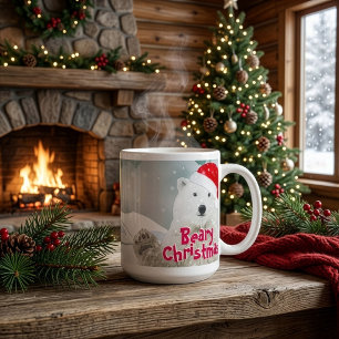 Santa Polar Bear Beary Christmas Jumbo Tasse