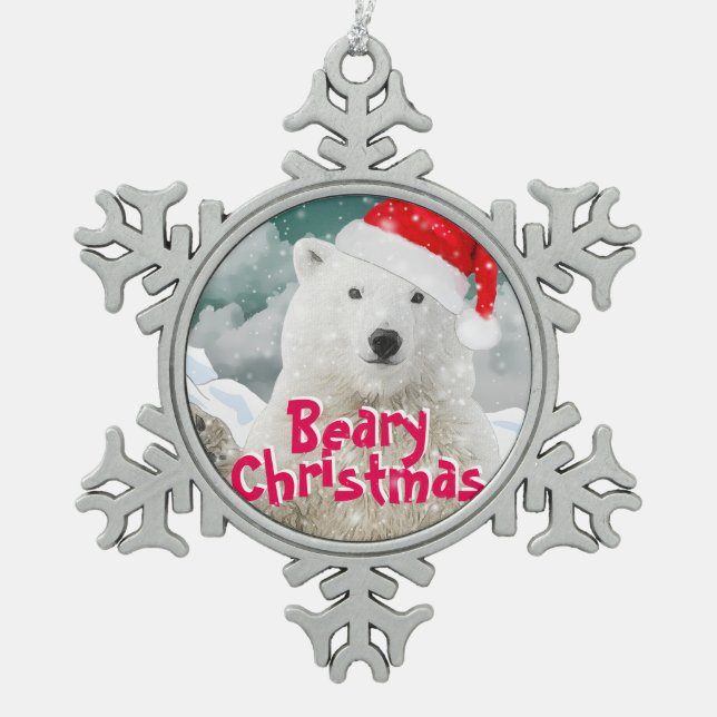 Santa Polar Bear | Beary Christmas Ornament (Vorderseite)