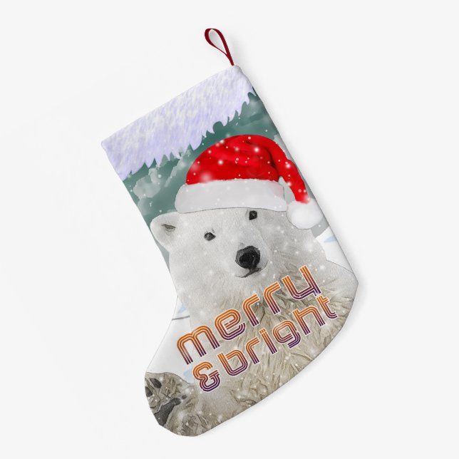 Santa Polar Bear | Beary Christmas Strumpf Kleiner Weihnachtsstrumpf (Rückseite (Hängend))