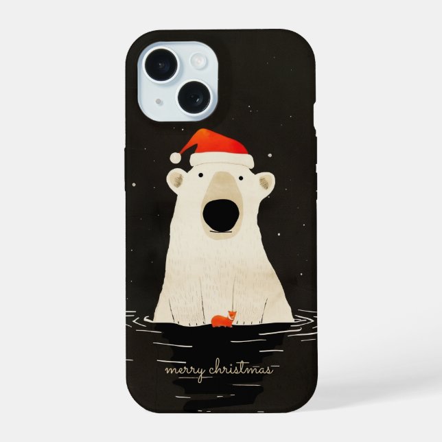 Santa Polar Bear iPhone 15 Hülle (Rückseite)