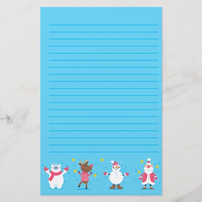 Santa Polar Bear Snowman Reindeer Stationery Briefpapier (Vorderseite)