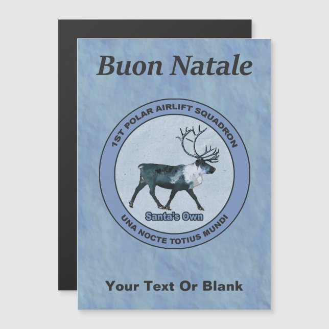 Santa Polar Sqdn - gedämpft - Buon Natale Magnetkarte (Vorne/Hinten)