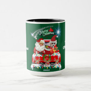 Santa & Poodle 2025 Weihnachts Grüne Tasse