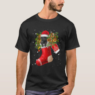 Santa Poodle in Christmas Sock Pajama T-Shirt