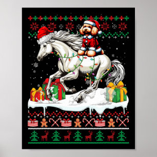 Santa Poodle Reiten Weihnachten Poster