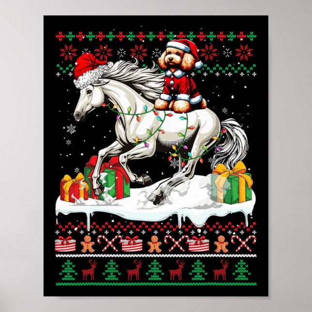 Santa Poodle Reiten Weihnachten Poster (Vorne)