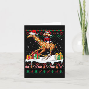 Santa Poodle Riding Giraffe Weihnachten Liebe Karte
