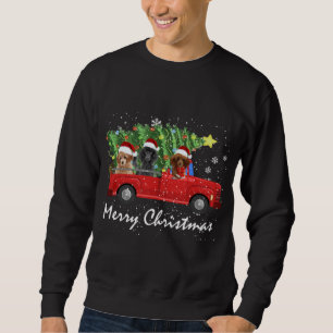 Santa Poodle Riding Red Truck Frohe Weihnachten Sweatshirt