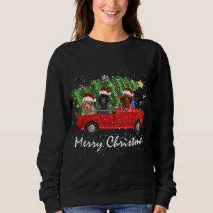 Santa Poodle Riding Red Truck Frohe Weihnachten Sweatshirt