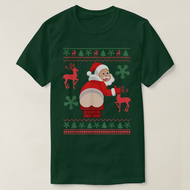 Santa Pooping Down Chimney Ugly Xmas Sweater Chris T-Shirt (Design vorne)