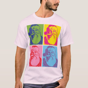Santa Pop-Art Frohe Weihnachten Poster T-Shirt