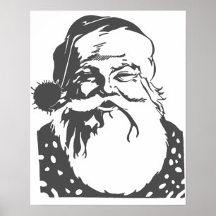 Santa Pop Art Frohe Weihnachtslicht grau Poster