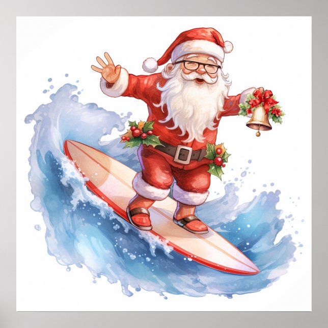 Santa Poster surfen (Vorne)