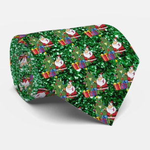 Santa & präsentiert Green Imitats Glitzer Krawatte