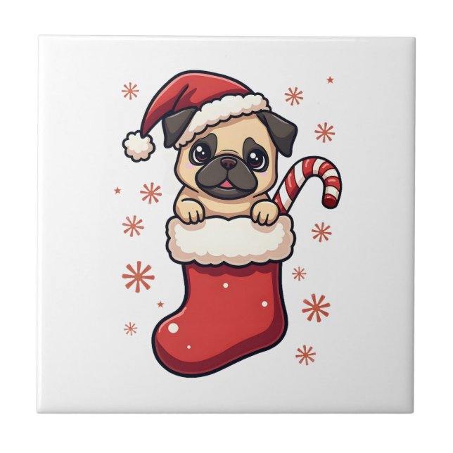 Santa Pug Entzücken Fliese (Vorderseite)