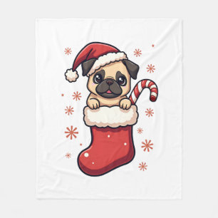Santa Pug Freude Fleecedecke