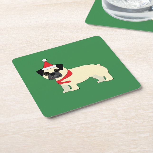 Santa Pug Rechteckiger Pappuntersetzer (angewinkelt)