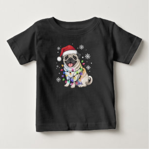Santa Pug Weihnachtslichter Xmas Hunde Liebhaber Baby T-shirt
