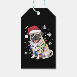Santa Pug Weihnachtslichter Xmas Hunde Liebhaber Geschenkanhänger
