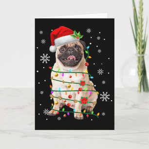 Santa Pug Weihnachtslichter Xmas Hunde Liebhaber M Karte