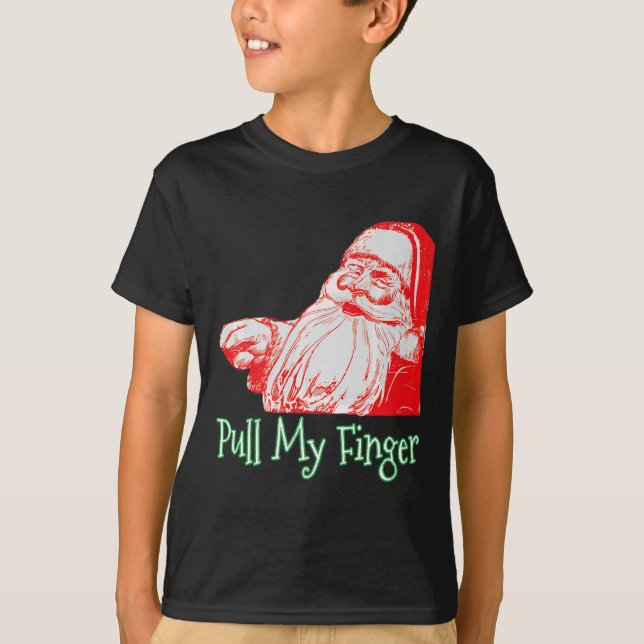 Santa Pull My Finger Funny Weihnachts-Furz Spaß Pr T-Shirt (Vorderseite)
