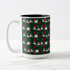 Santa Pulling sein Schlitten Zweifarbige Tasse