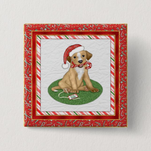 Santa Puppy Button (Vorderseite)