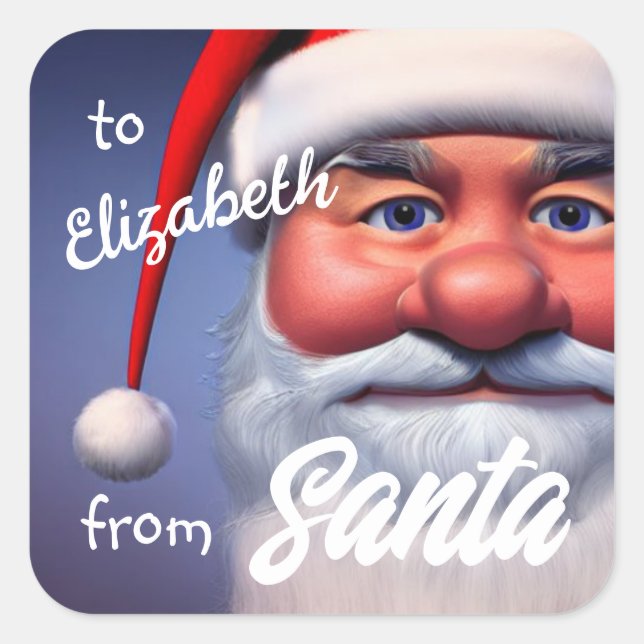 Santa Quadratischer Aufkleber (Vorderseite)