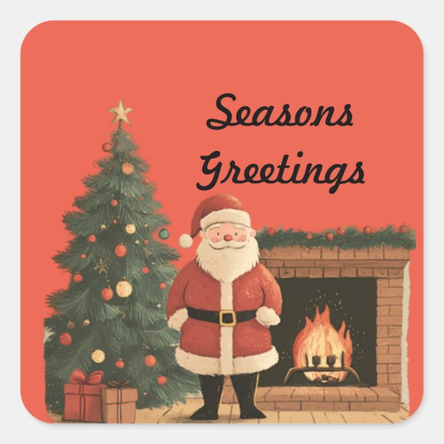 Santa Quadratischer Aufkleber (Vorderseite)