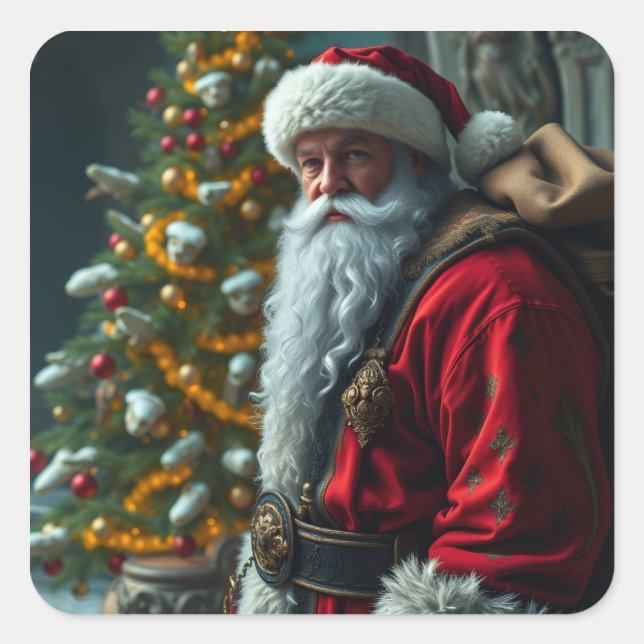 Santa Quadratischer Aufkleber (Vorderseite)