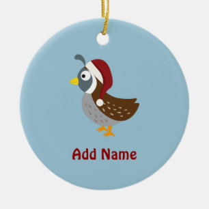 Santa Quail Keramikornament