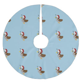 Santa Quail Polyester Weihnachtsbaumdecke