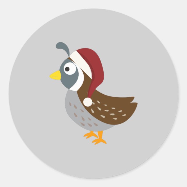 Santa Quail Runder Aufkleber (Vorderseite)