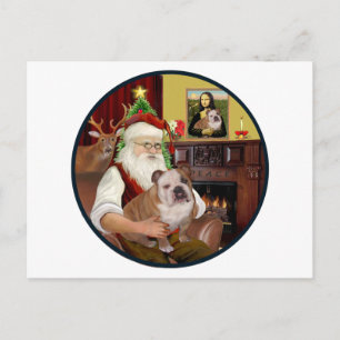 Santa (R) - Englische Bulldogge 1 Feiertagspostkarte