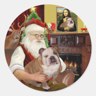 Santa (R) - English Bulldog 1 Runder Aufkleber