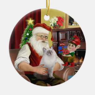 Santa - Ragdoll cat (blaues Siegel) Keramikornament