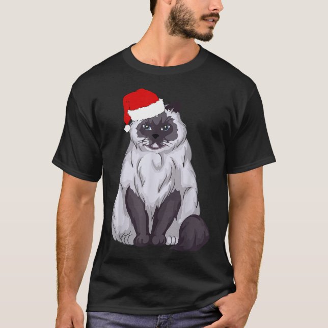 Santa Ragdoll Cat Christmas Pajama Funny Xmas Gesc T-Shirt (Vorderseite)