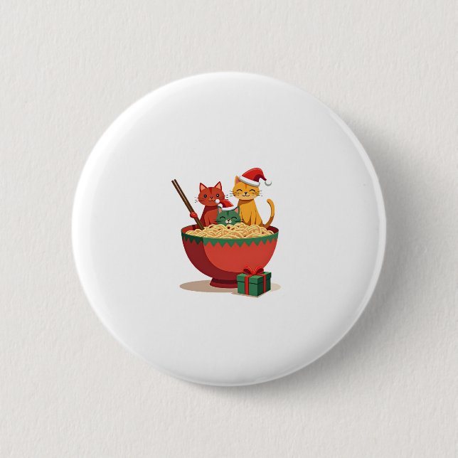 Santa Ramen Cats Anime Christmas Weihnachten Weihn Button (Vorderseite)