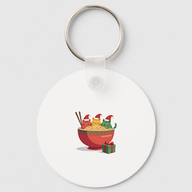 Santa Ramen Cats Anime Christmas Weihnachten Weihn Schlüsselanhänger (Vorderseite)