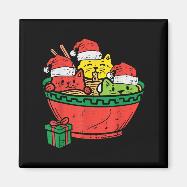 Santa Ramen Cats Anime Christmas Xmas Kids Girls M Magnet (Vorne)
