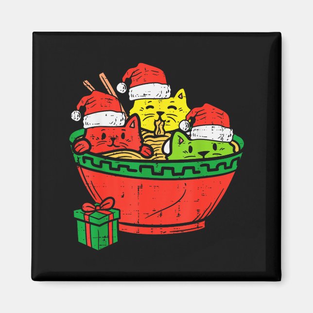 Santa Ramen Cats Anime Christmas Xmas Kids Girls M Magnet (Vorne)