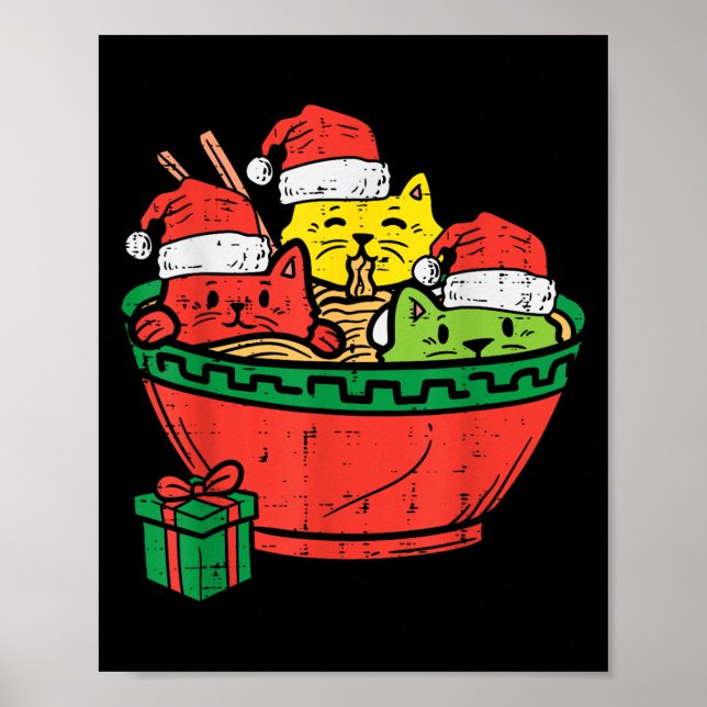 Santa Ramen Cats Anime Christmas Xmas Kids Girls M Poster (Vorne)