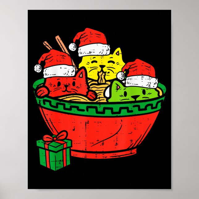 Santa Ramen Cats Anime Christmas Xmas Kids Girls M Poster (Vorne)