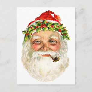 Santa raucht eine Pfeife Feiertagspostkarte
