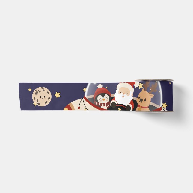 Santa Raumschiff Weihnachten Satinband (Vorderseite)