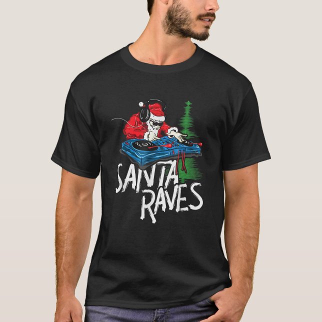 Santa Rave EDM Rave Outfit DJ Weihnachtsgeschenk W T-Shirt (Vorderseite)