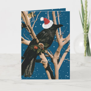 Santa Raven Weihnachtsfeiertag Nature Bird Crow Feiertagskarte