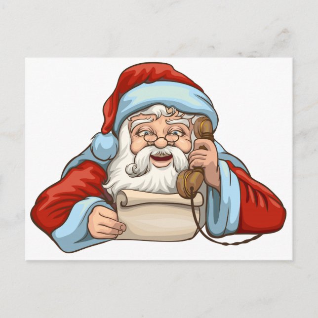 Santa Reading Letter Postkarte (Vorderseite)