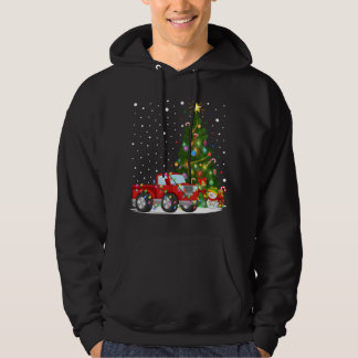 Santa Red Truck Xmas Tree Lighting Red Truck Chris Hoodie